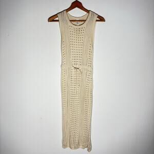 Boho Crochet Beach Cover-Up Sundress Beige Size Large